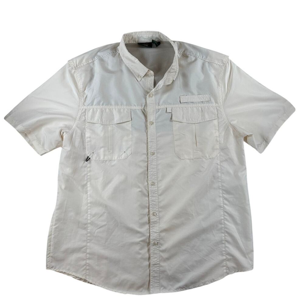 Stillwater Supply Co Mens Short Sleeve Button Up Shirt - Cream - 2XL